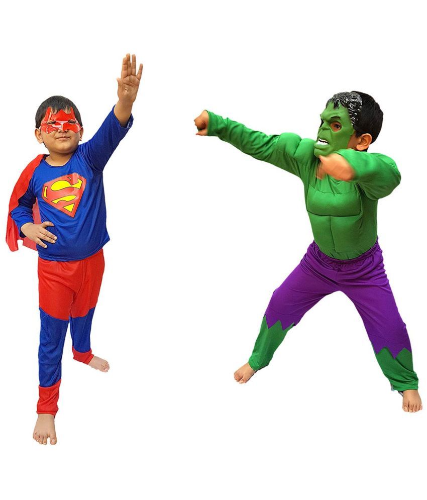     			Hulk & Super Hero Dress For Boys, Superhero Costume Combo, 5-6 Yrs (Pack of 2)