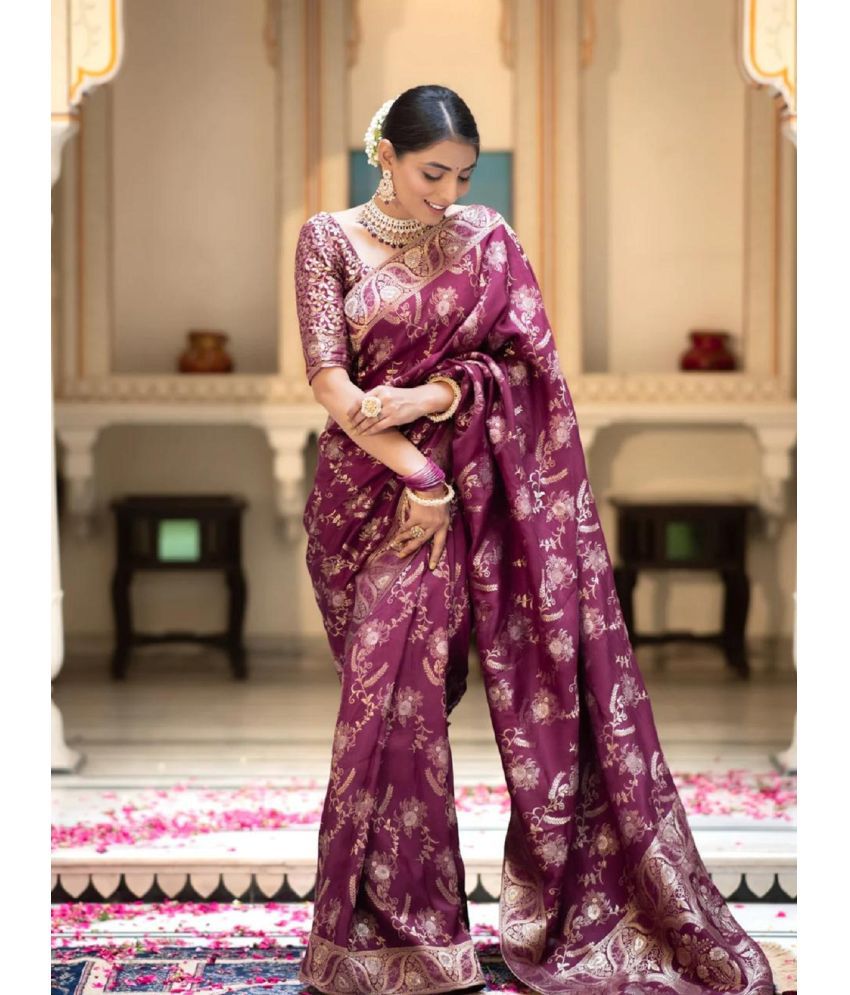     			JULEE Banarasi Silk Embellished Saree With Blouse Piece - Multicolor ( Pack of 1 )
