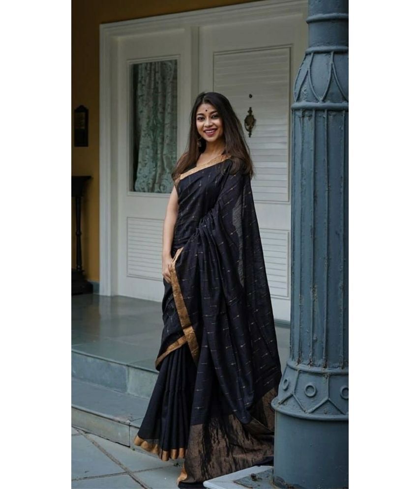     			JULEE Banarasi Silk Embellished Saree With Blouse Piece - Black ( Pack of 1 )