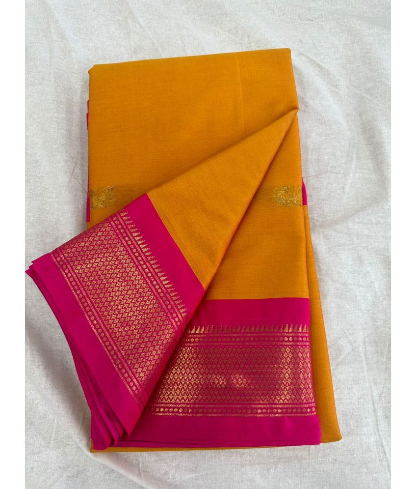     			JULEE Cotton Silk Embellished Saree With Blouse Piece - Orange ( Pack of 1 )