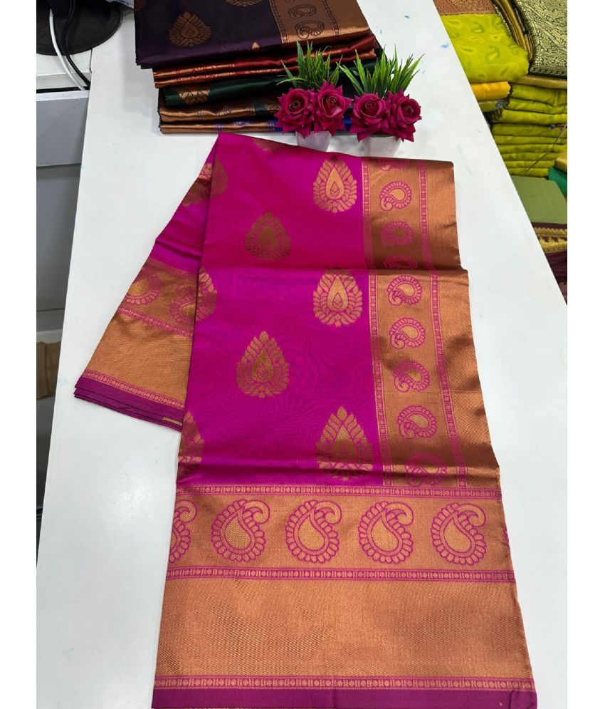     			JULEE Silk Embellished Saree With Blouse Piece - Pink ( Pack of 1 )