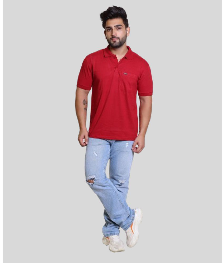     			Japroz Cotton Regular Fit Solid Half Sleeves Men's Polo T Shirt - Maroon ( Pack of 1 )