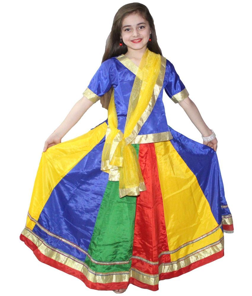     			Multicolor Lehenga for Girls, Indian Ethnic Lehenga Choli with Dupatta, 7-8 Yr