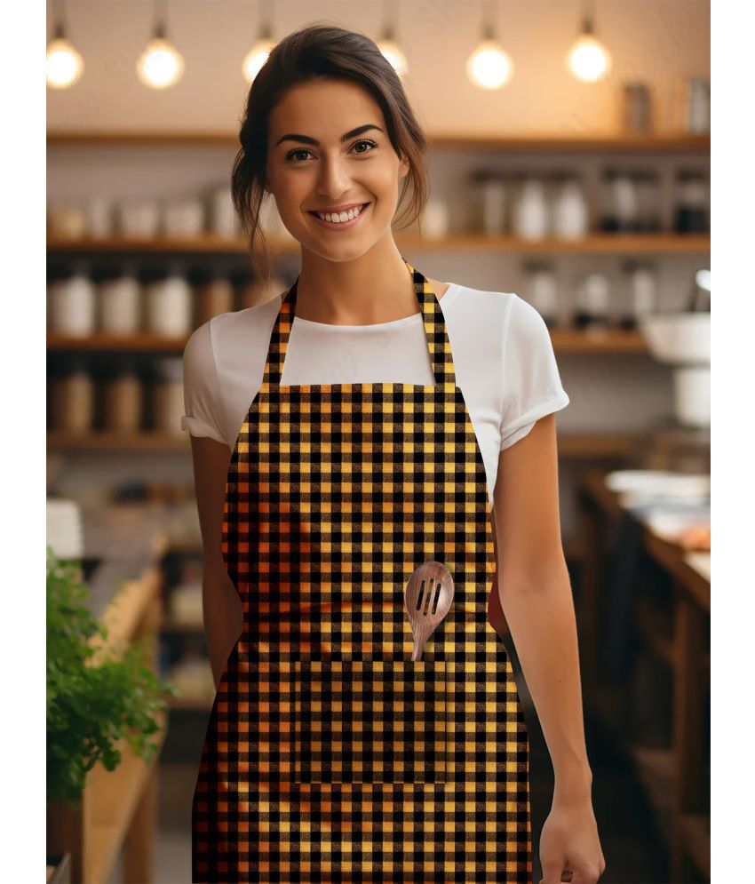     			NISSI Cotton Checks Kitchen Apron with 1 Center Pocket ( Pack of 1 )
