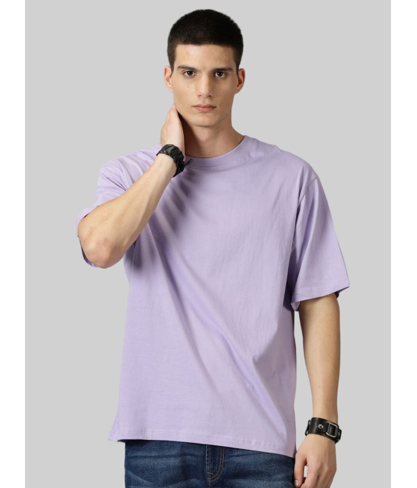     			PP Kurtis Cotton Blend Oversized Fit Solid Half Sleeves Men's T-Shirt - Lavender ( Pack of 1 )