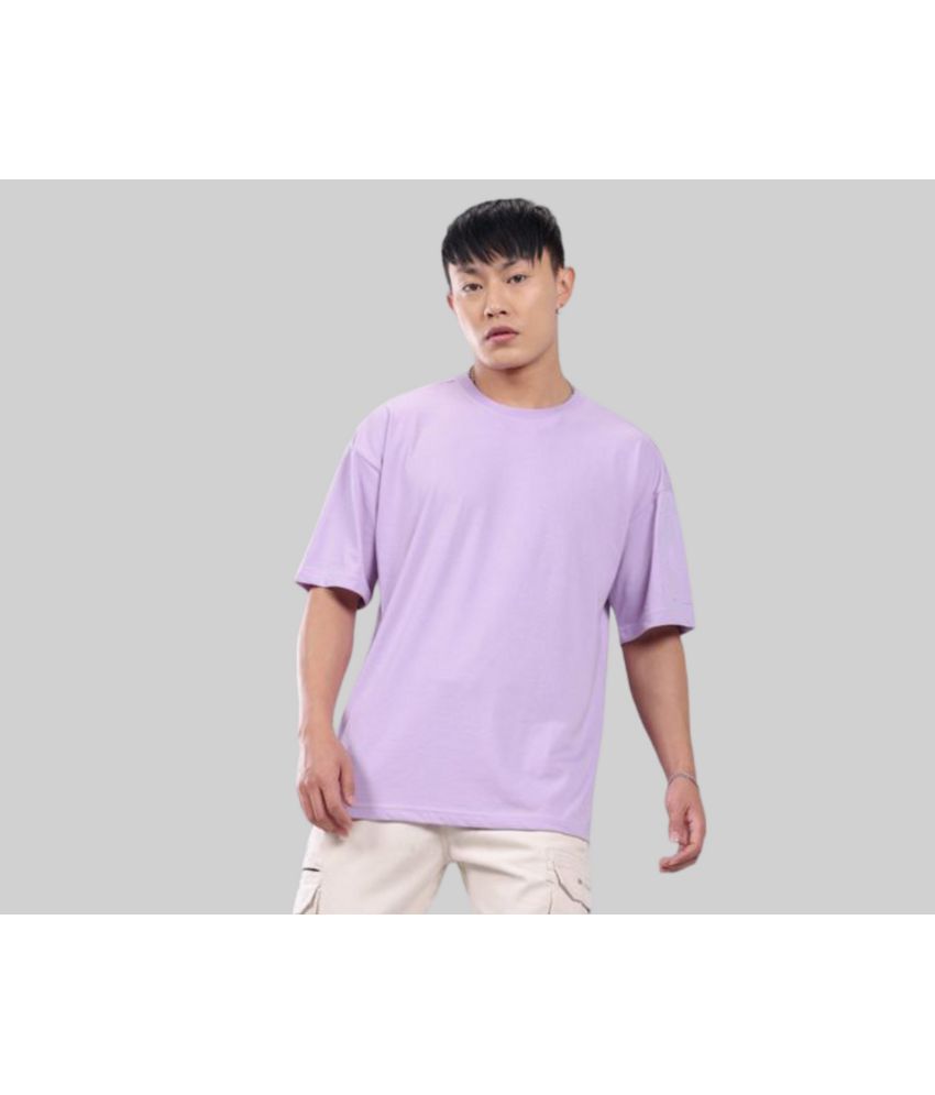     			PPTHEFASHIONHUB Cotton Blend Oversized Fit Solid Half Sleeves Men's T-Shirt - Lavender ( Pack of 1 )