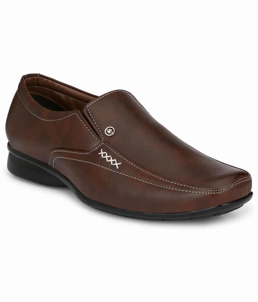     			RL Rocklin Men Brown Men's Slip On Formal Shoes