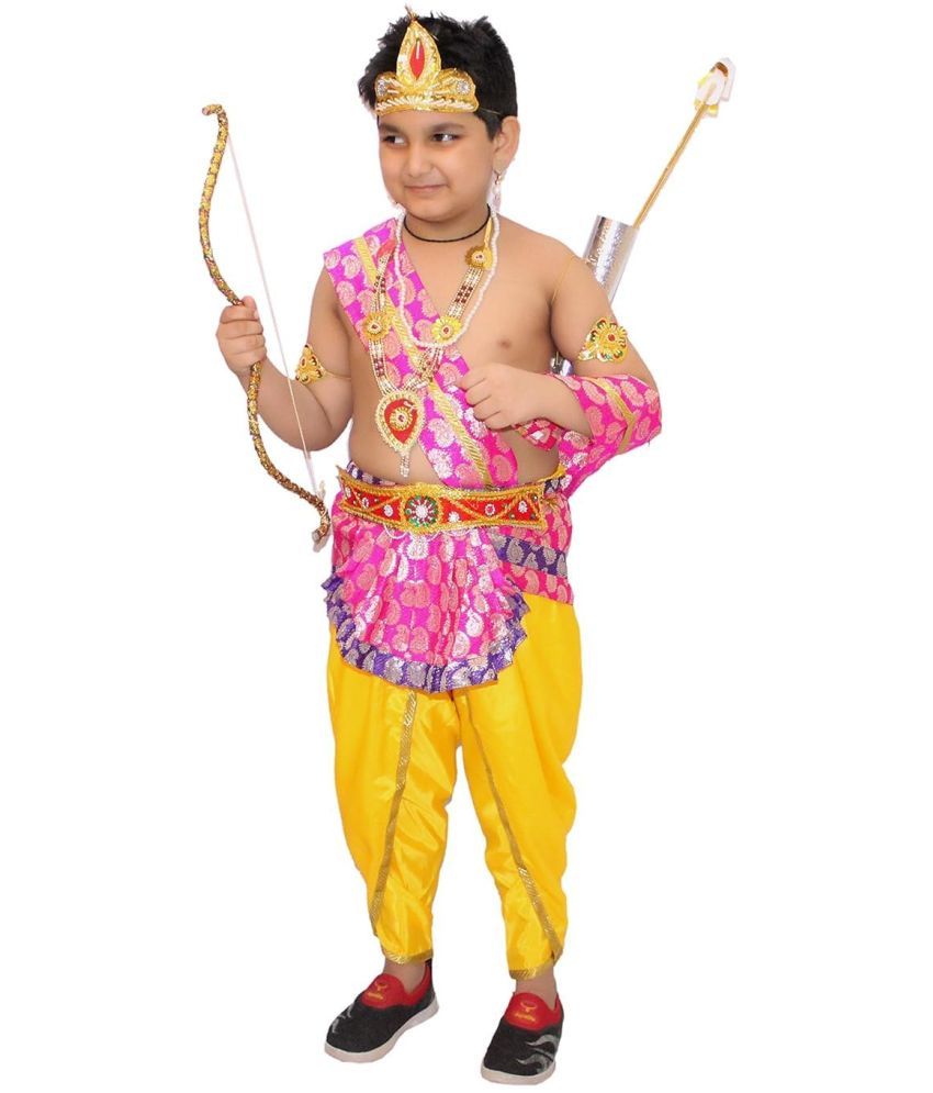     			Ram Costume for Boys, Pink Dhoti, Jewelry For Mythological Character - 2-3 Years