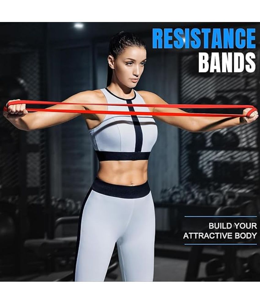     			Resistance Bands for Workout for Men and Women Resistance Band Set & Exercise Band for Home Gym Fitness Pull Up Band & Toning Band 100% Natural (RED) Pack of 1
