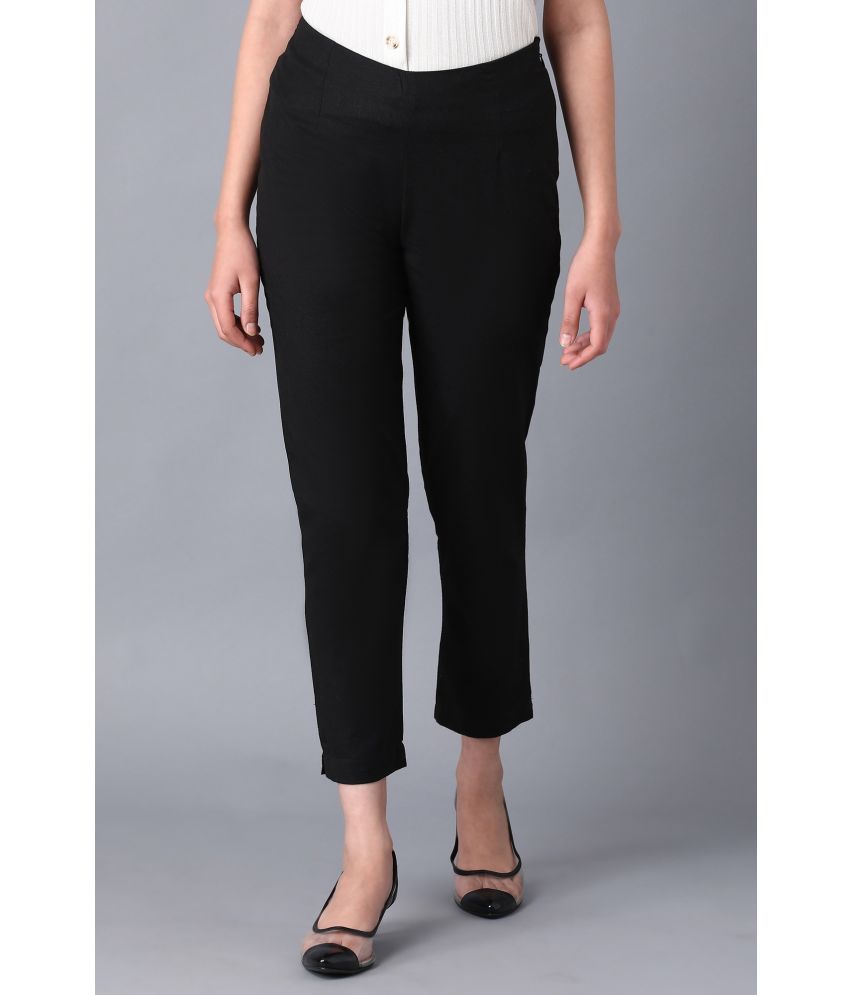     			W - Black Cotton Blend Women's Straight Pant ( Pack of 1 )