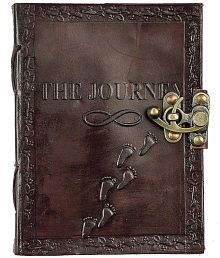 Rjkart Handmade Leather Dairy A5 Diary Unruled 200 Pages (Brown) - 120 GSM