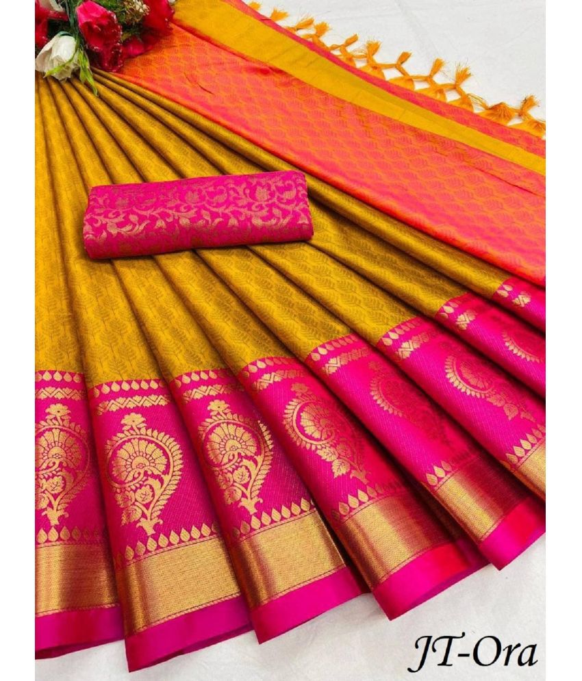     			A TO Z CART Banarasi Silk Embellished Saree With Blouse Piece - Pink ( Pack of 1 )