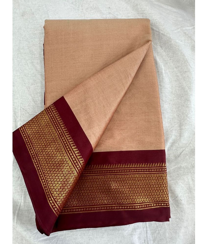     			A TO Z CART Cotton Silk Embellished Saree With Blouse Piece - Peach ( Pack of 1 )