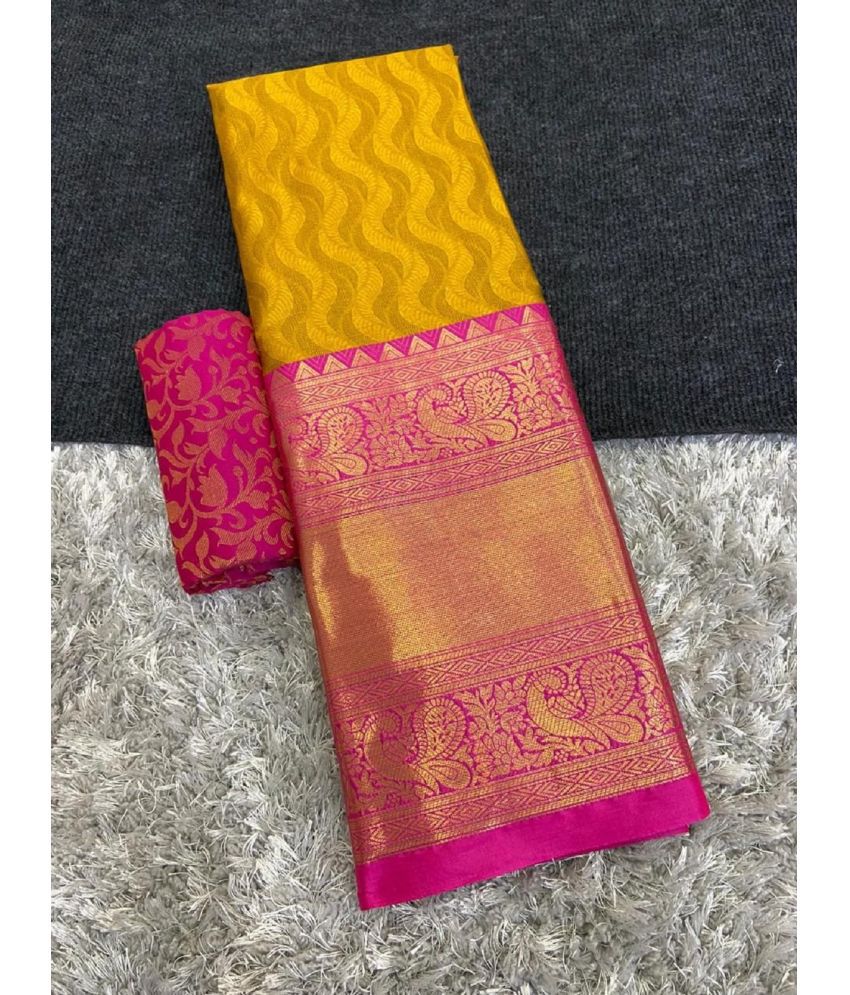     			A TO Z CART Cotton Silk Embellished Saree With Blouse Piece - Coral ( Pack of 1 )