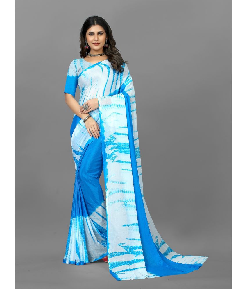     			A TO Z CART Georgette Embellished Saree With Blouse Piece - Turquoise ( Pack of 1 )