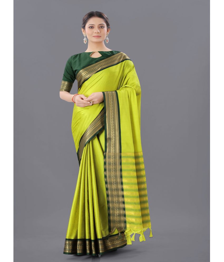     			A TO Z CART Jacquard Embellished Saree With Blouse Piece - Yellow ( Pack of 1 )