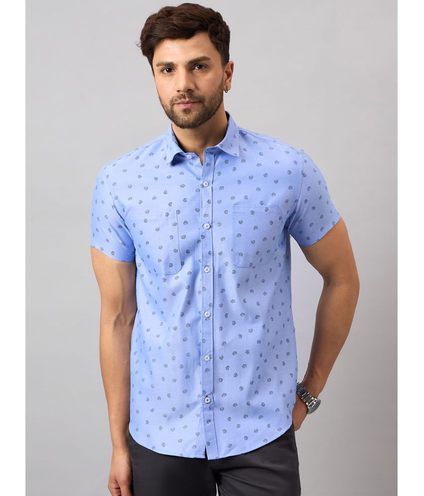     			Club York Cotton Blend Regular Fit Printed Half Sleeves Men's Casual Shirt - Blue ( Pack of 1 )