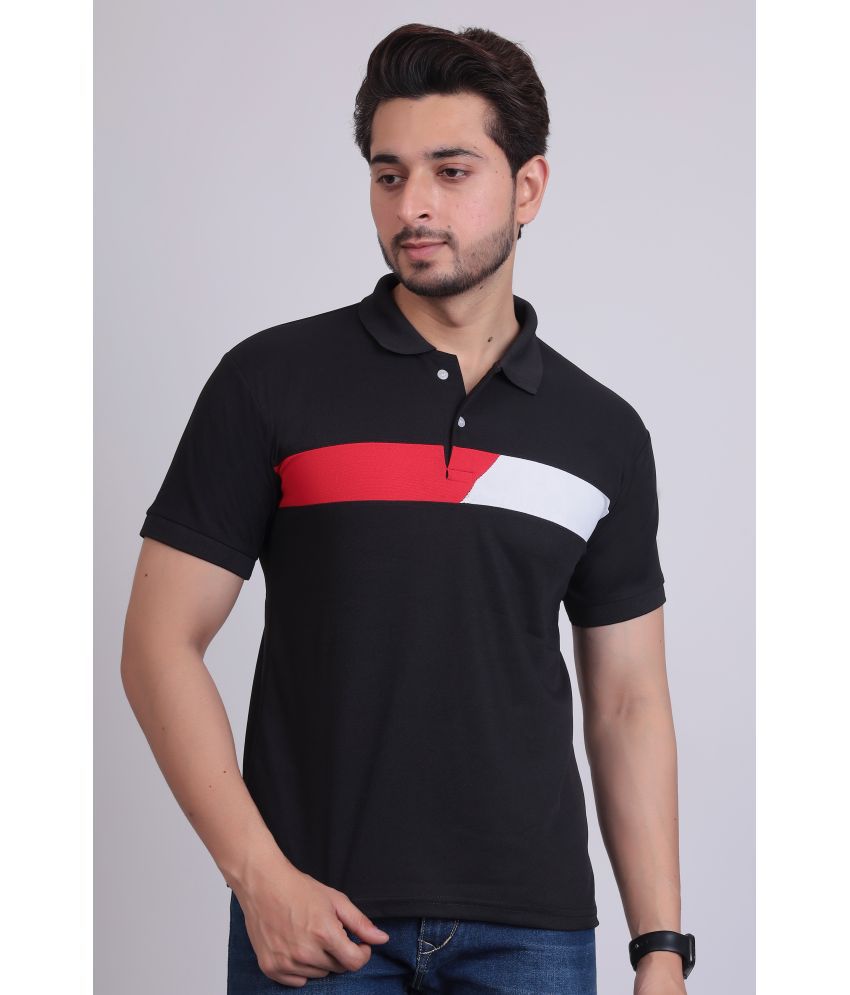     			DENNIN Cotton Blend Regular Fit Colorblock Half Sleeves Men's Polo T Shirt - Black ( Pack of 1 )