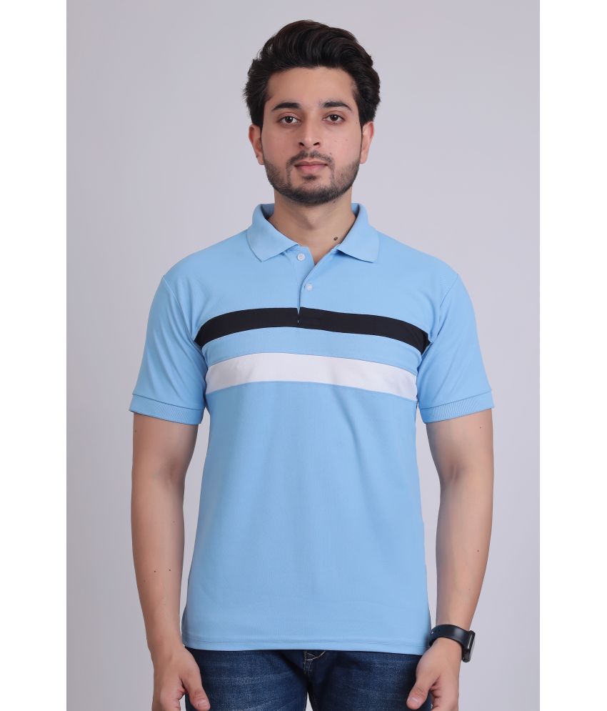     			DENNIN Cotton Blend Regular Fit Striped Half Sleeves Men's Polo T Shirt - Blue ( Pack of 1 )