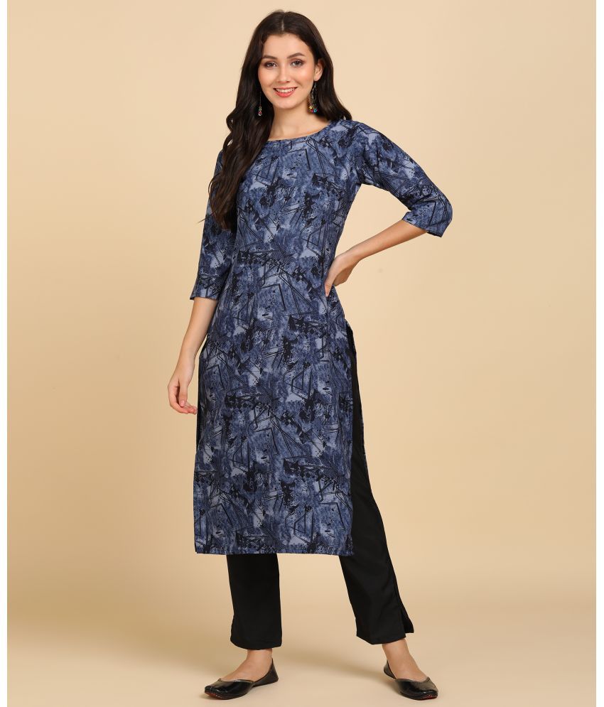     			DSK STUDIO Crepe Printed Kurti With Pants Women's Stitched Salwar Suit - Blue ( Pack of 1 )