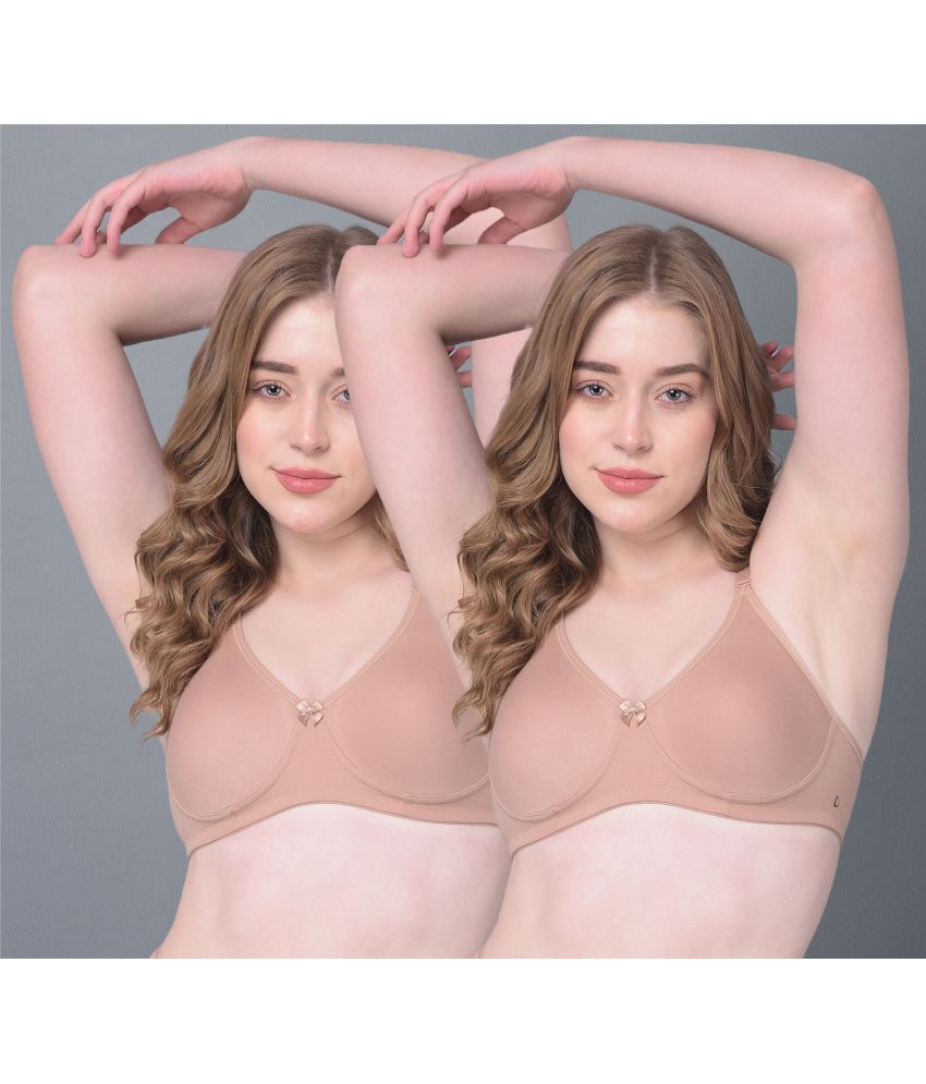     			Dollar Missy Beige Cotton Non Padded Women's T-Shirt Bra ( Pack of 2 )