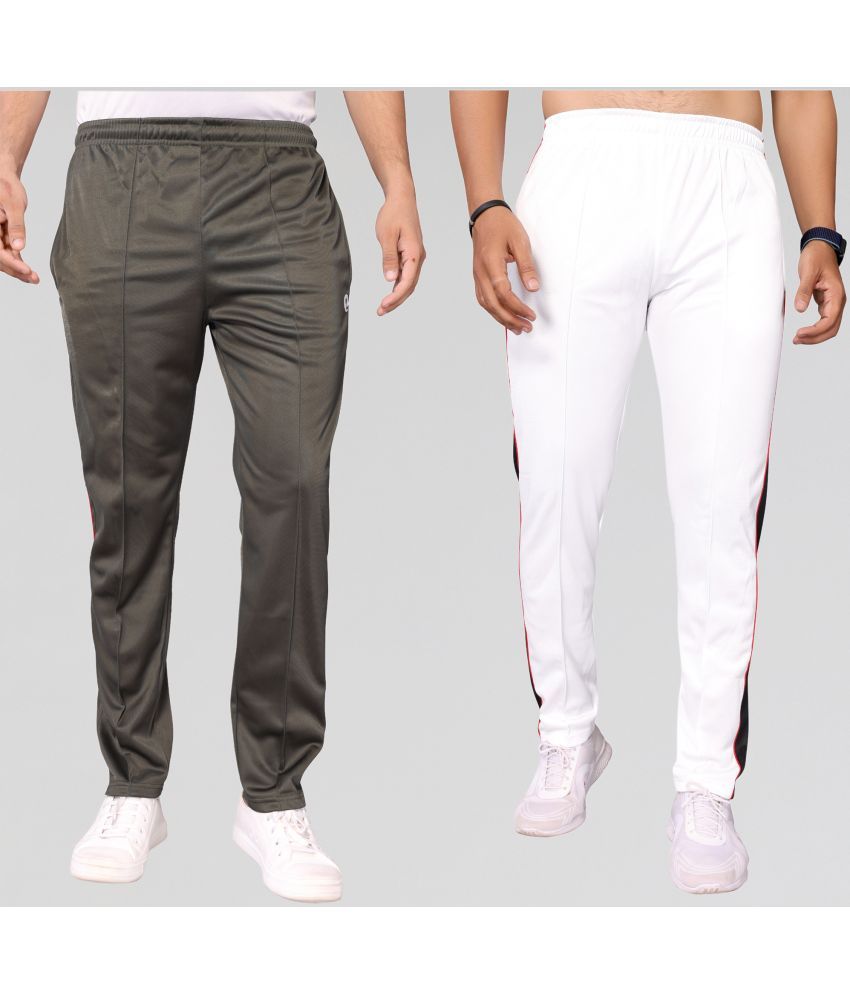     			Estro White Polyester Men's Trackpants ( Pack of 2 )