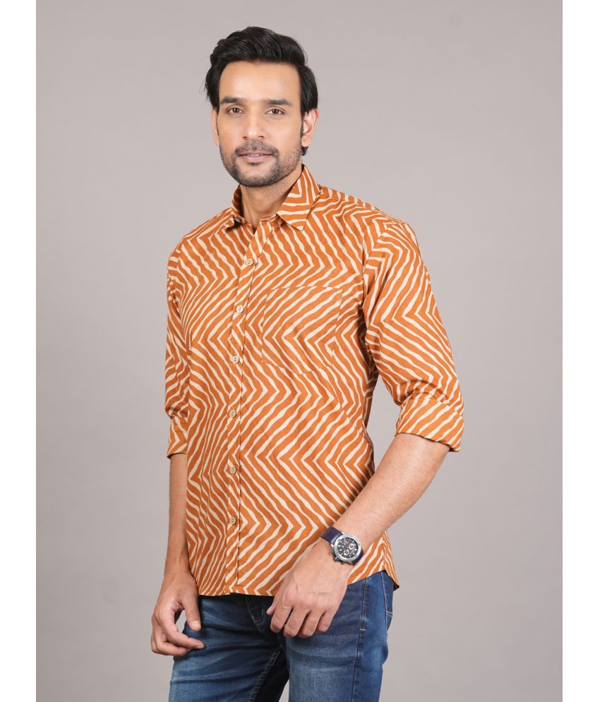     			JC4U 100% Cotton Regular Fit Self Design Full Sleeves Men's Casual Shirt - Orange ( Pack of 1 )