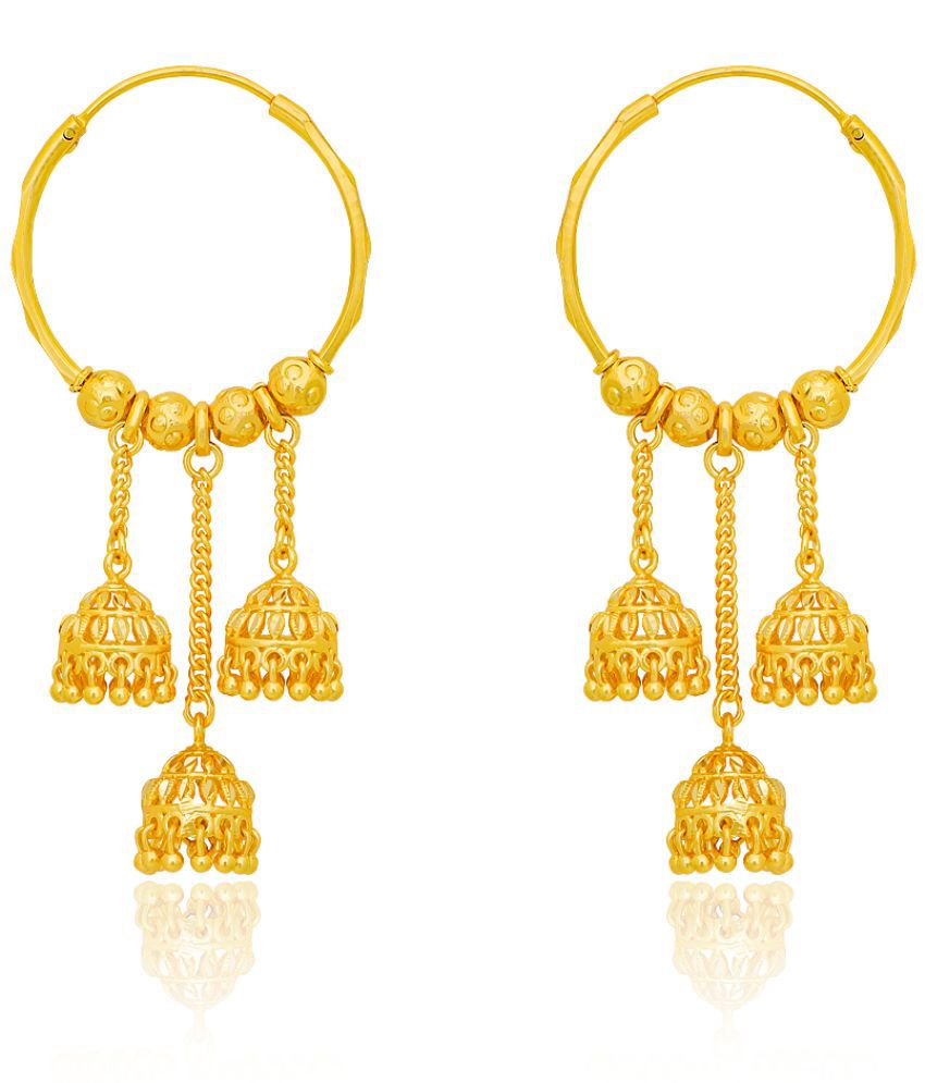     			LUV FASHION Golden Hoops Earrings ( Pack of 1 )