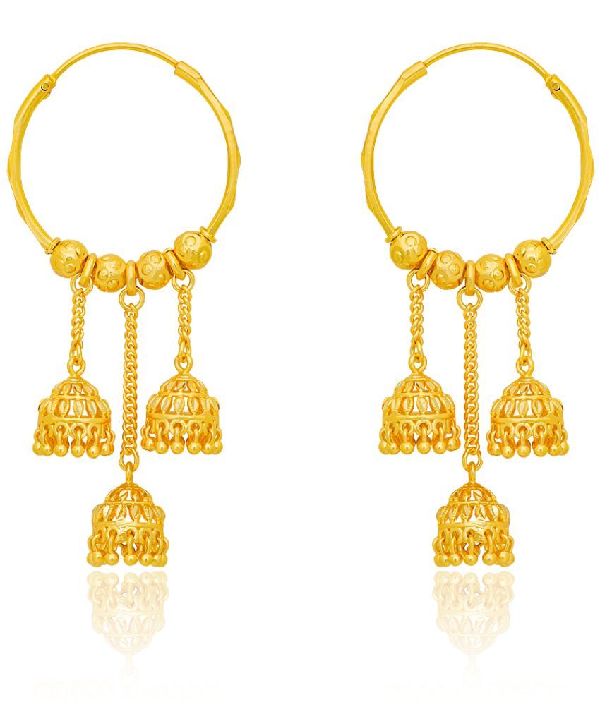     			LUV FASHION Golden Hoops Earrings ( Pack of 1 )