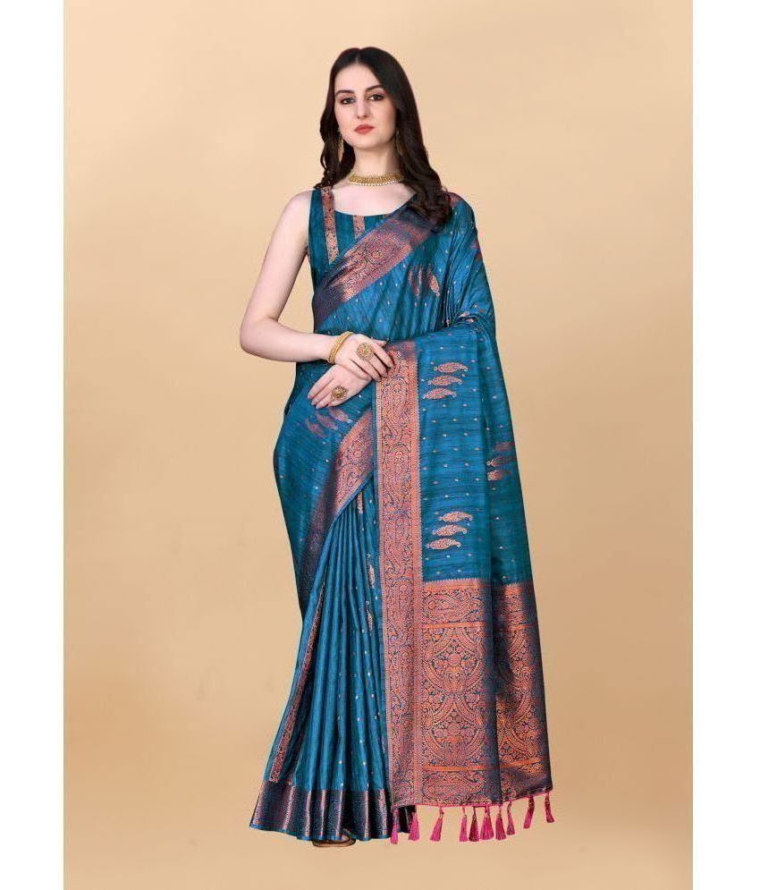     			OFLINE SELCTION Banarasi Silk Embellished Saree With Blouse Piece - Blue ( Pack of 1 )