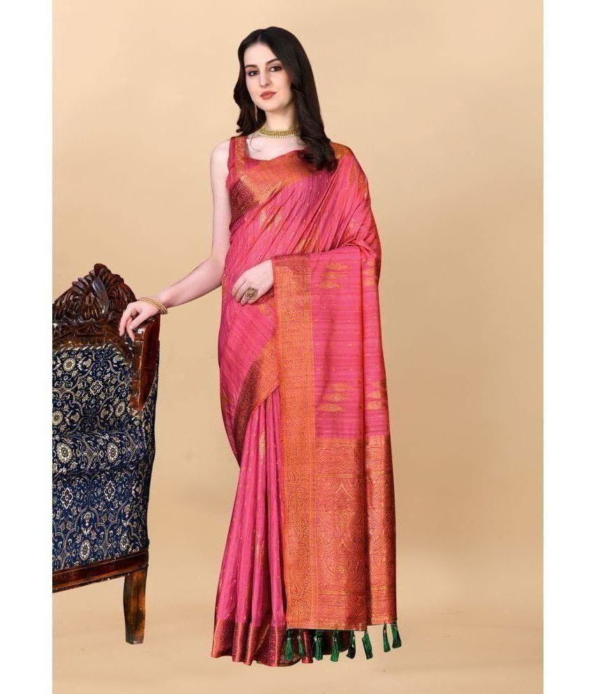     			OFLINE SELCTION Banarasi Silk Embellished Saree With Blouse Piece - Pink ( Pack of 1 )