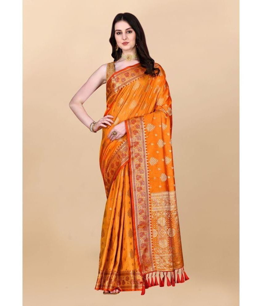     			OFLINE SELCTION Banarasi Silk Embellished Saree With Blouse Piece - Orange ( Pack of 1 )