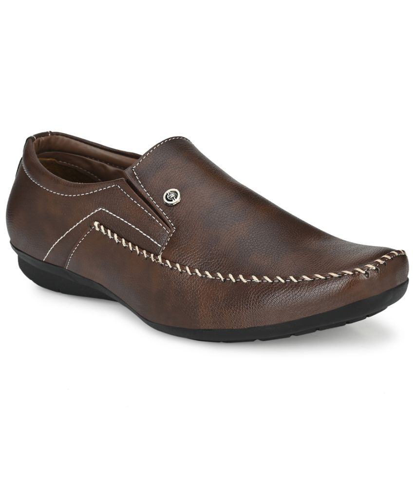     			RL Rocklin Men Brown Men's Slip On Formal Shoes