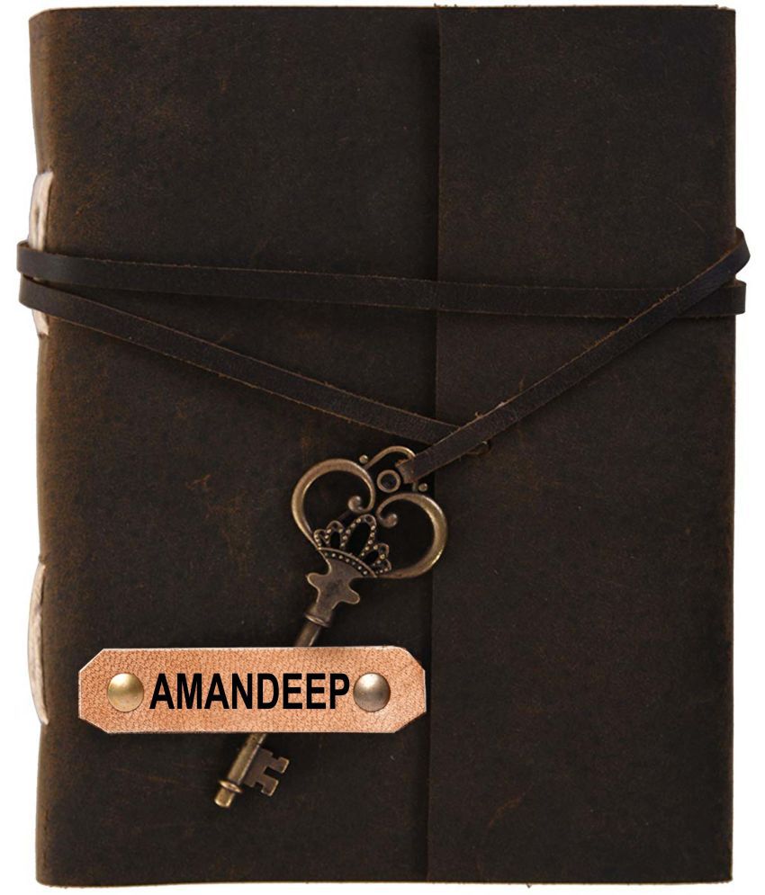     			Rjkart AMANDEEP embossed Leather Cover Diary With Key Lock A5 Diary Unruled 200 Pages (AMANDEEP) - 120 GSM