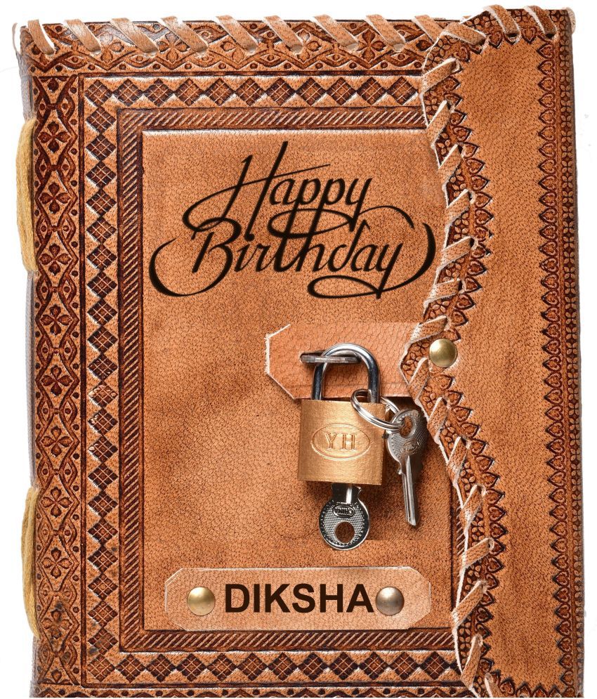     			Rjkart Diksha Embossed Happy Birthday Gift A5 Diary unruled 200 Pages (Brown) - 120 GSM