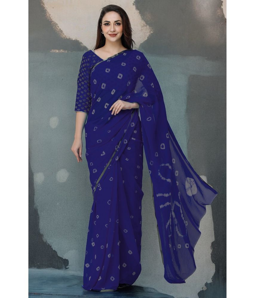     			clafoutis Chiffon Dyed Saree Without Blouse Piece - Navy Blue ( Pack of 1 )