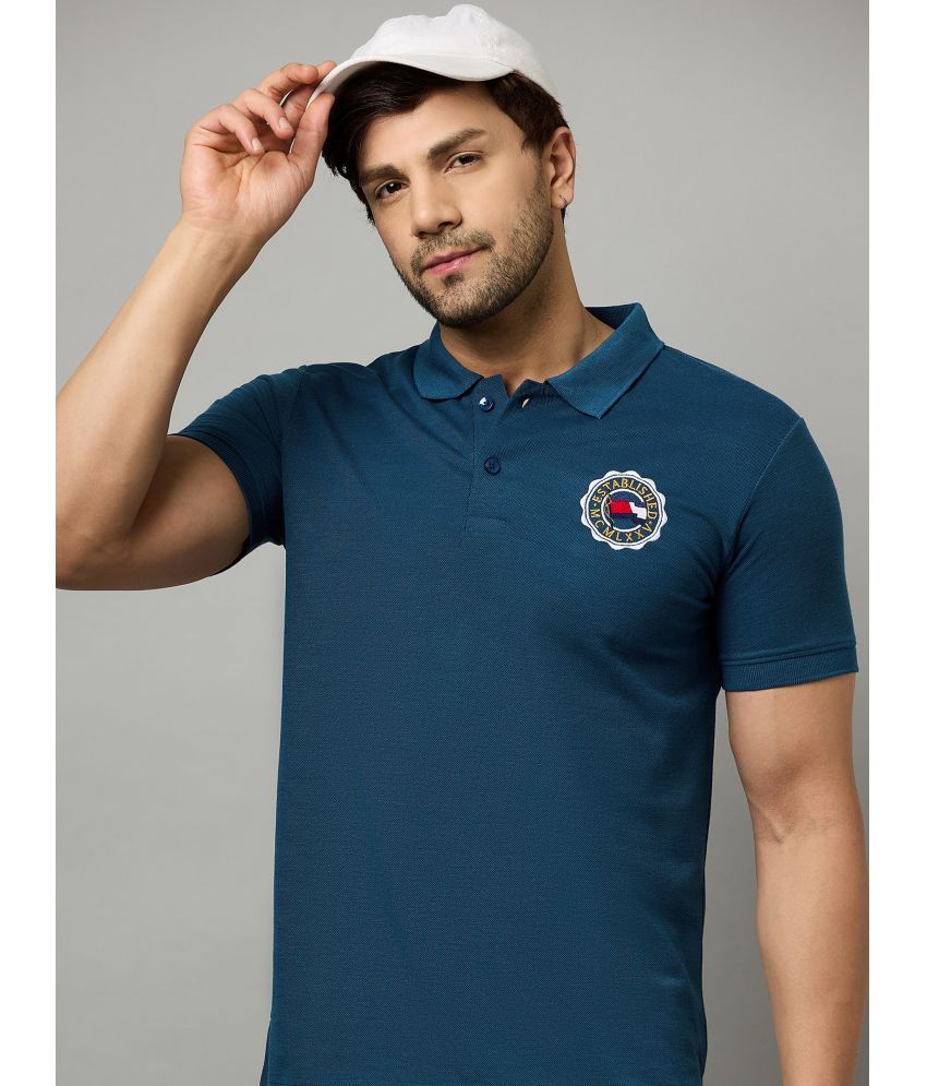     			zigo Cotton Blend Regular Fit Embroidered Half Sleeves Men's Polo T Shirt - Teal Blue ( Pack of 1 )