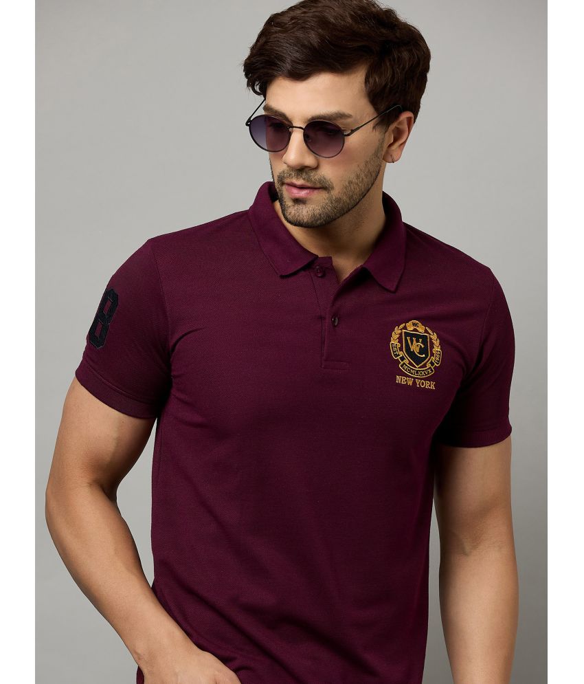     			zigo Cotton Blend Regular Fit Embroidered Half Sleeves Men's Polo T Shirt - Wine ( Pack of 1 )