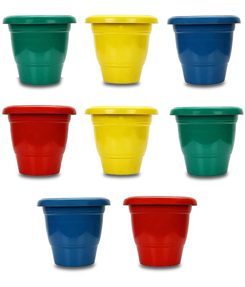     			10Club Multicolor Plastic Flower Pot ( Pack of 8 )
