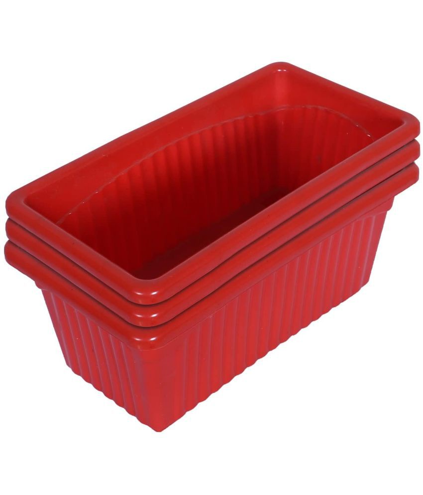     			10Club Red Plastic Flower Pot ( Pack of 3 )