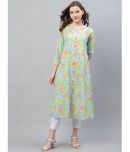 Vaamsi Rayon Printed Front Slit Women's Kurti - Multicoloured ( Pack of 1 )