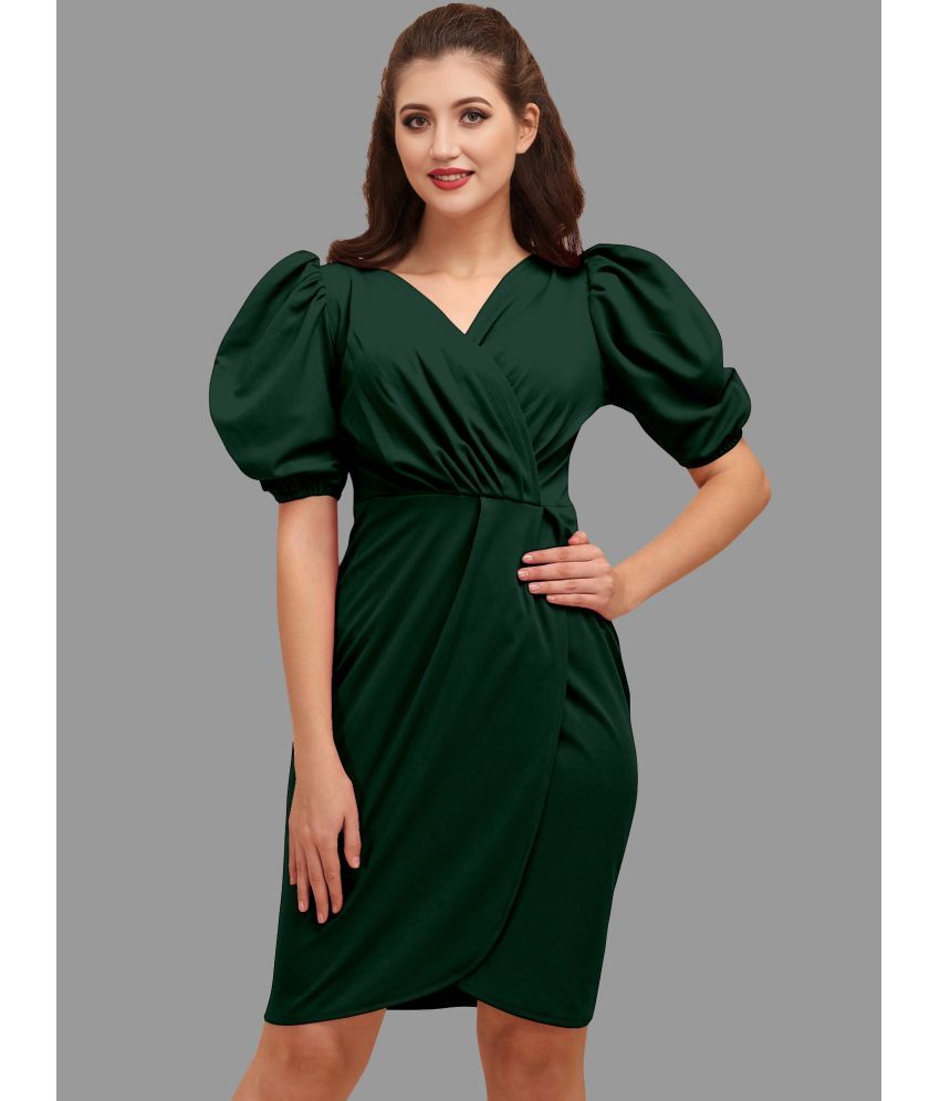     			A TO Z CART Polyester Solid Knee Length Women's Bodycon Dress - Green ( Pack of 1 )