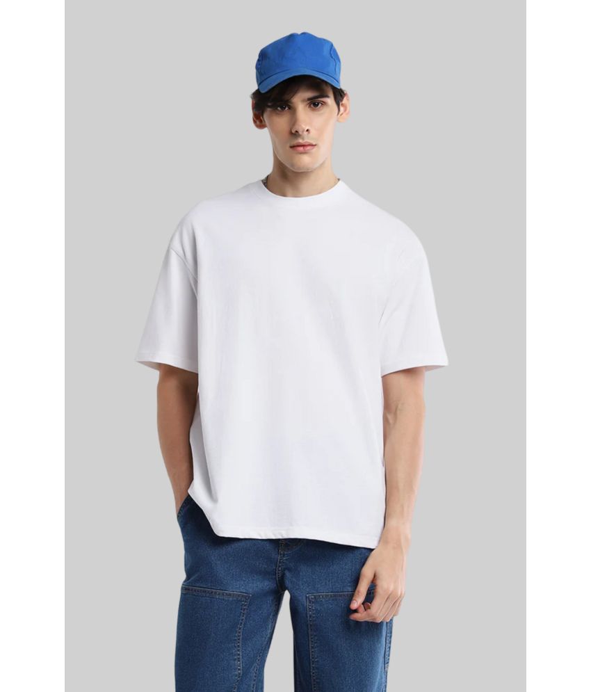     			AKTIF Cotton Blend Oversized Fit Solid Half Sleeves Men's T-Shirt - White ( Pack of 1 )
