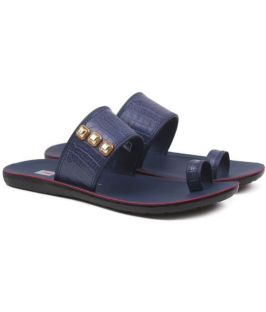     			ASIAN Blue Men's Leather Slipper