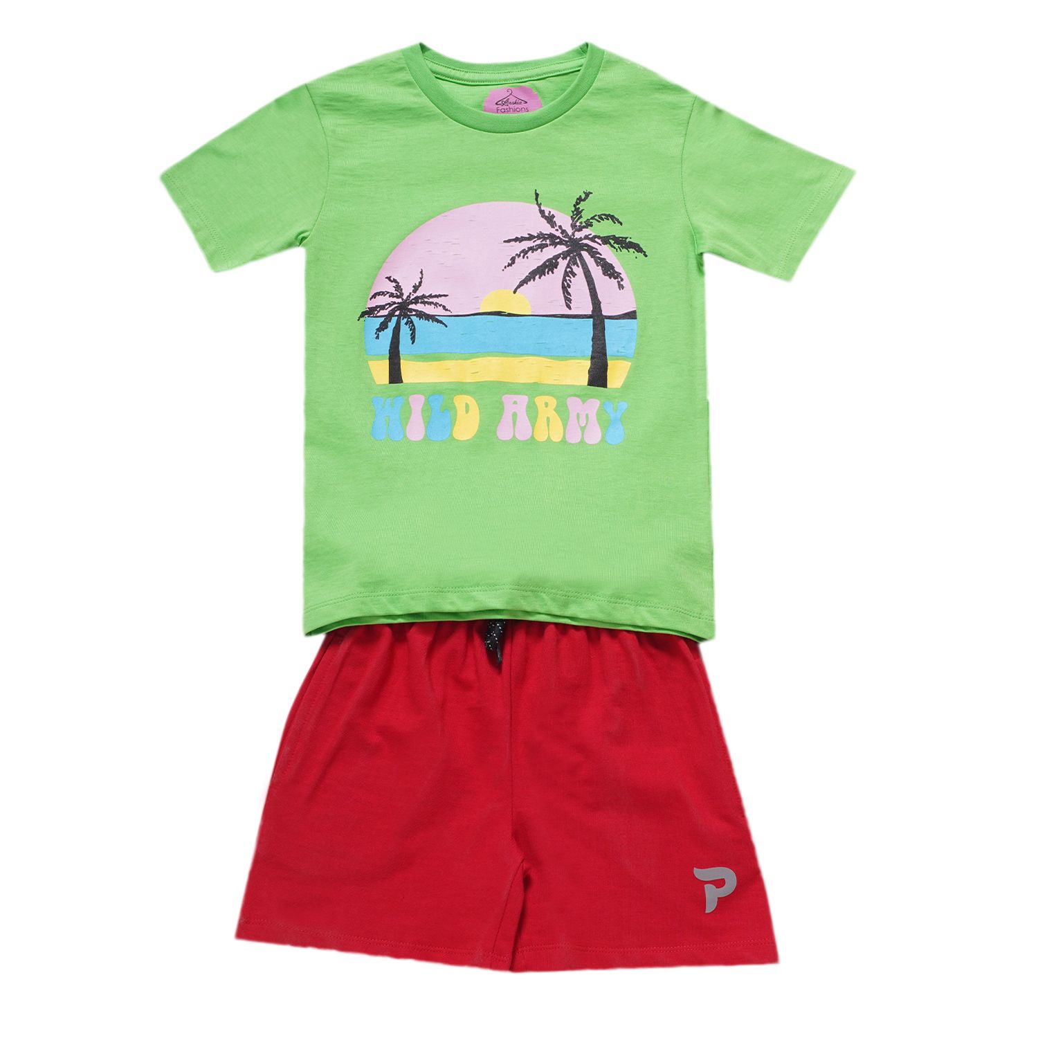     			Arshia Fashions Green Cotton Blend Boys T-Shirt & Shorts ( Pack of 1 )