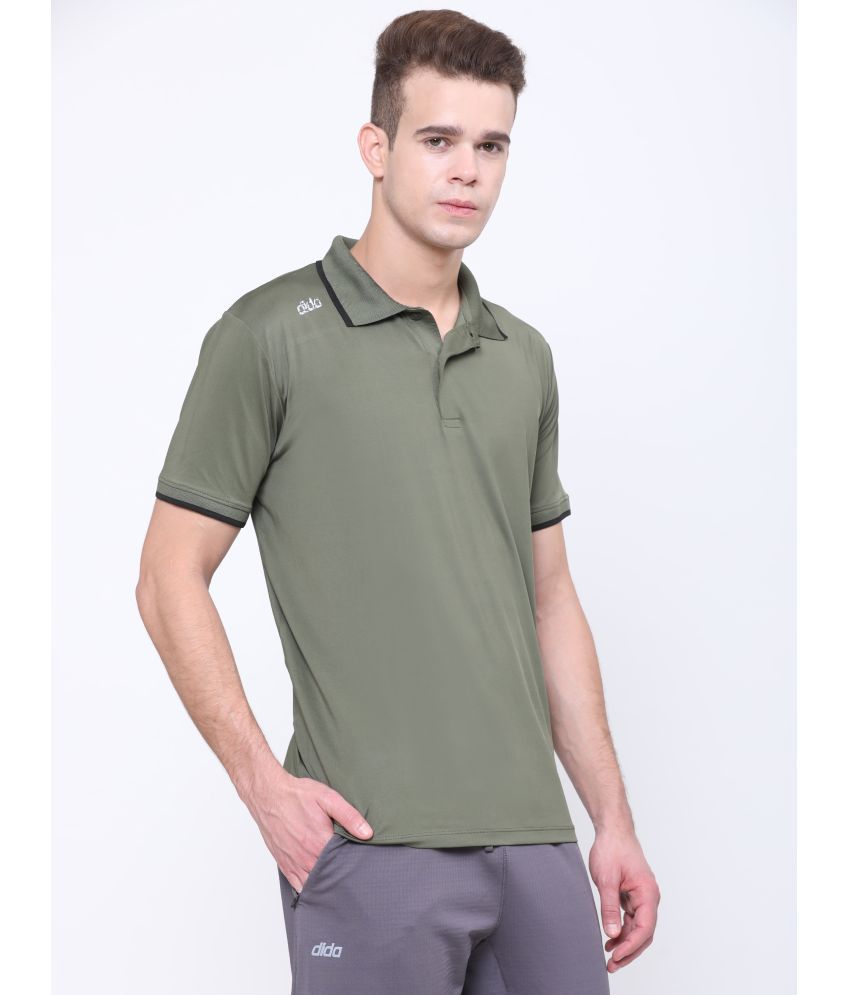     			Dida Sportswear Dark Green Polyester Regular Fit Men's Sports Polo T-Shirt ( Pack of 1 )