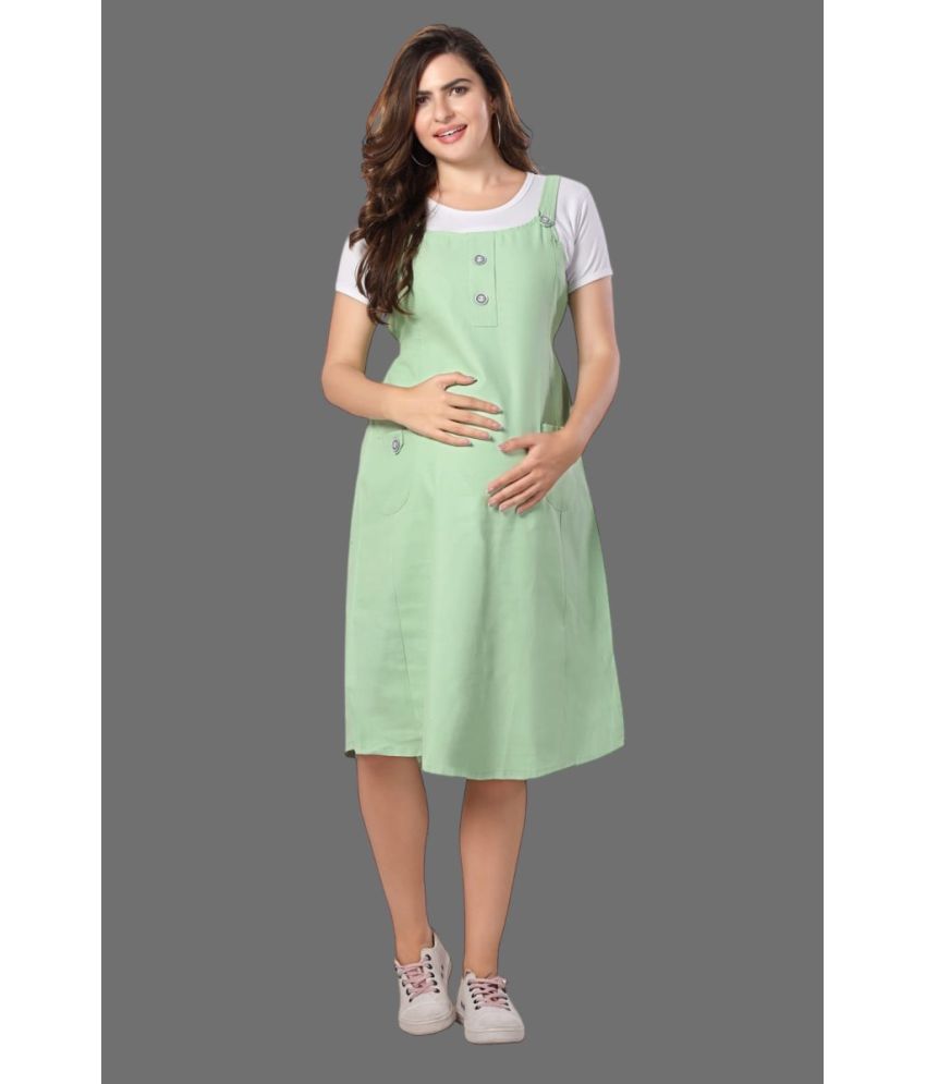     			EASYMOM Green Cotton Blend Women's Maternity Dress ( Pack of 1 )