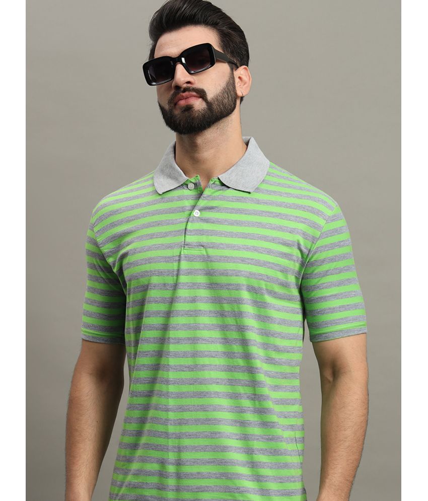     			GET GOLF Cotton Blend Regular Fit Striped Half Sleeves Men's Polo T Shirt - Green ( Pack of 1 )