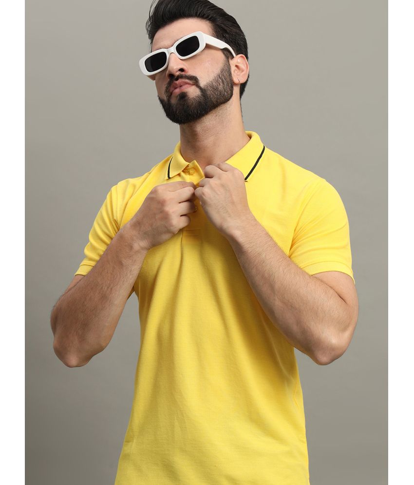     			GET GOLF Cotton Blend Regular Fit Solid Half Sleeves Men's Polo T Shirt - Yellow ( Pack of 1 )