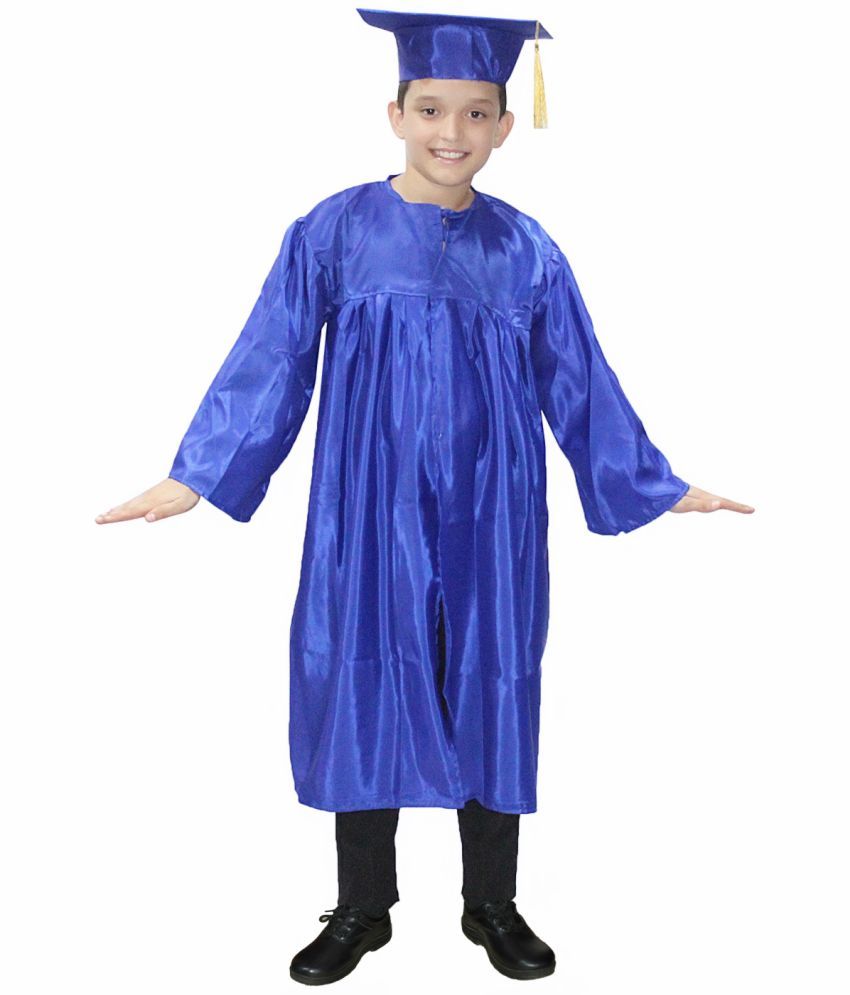     			Kaku Fancy Dresses Graduation Gown With Hat & Stole/Scarf | Degree Costume For Convocation Dress For Boys & Girls (Blue, 7-8 Years)